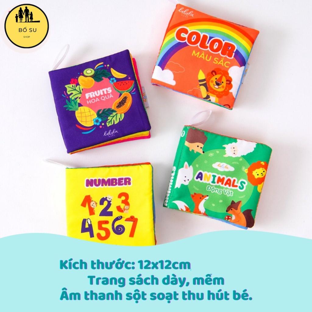 Sách vải cho bé sơ sinh 6 tháng 1 tuổi song ngữ Lalala Baby chủ đề động vật hoa quả màu sắc 12x12 cm