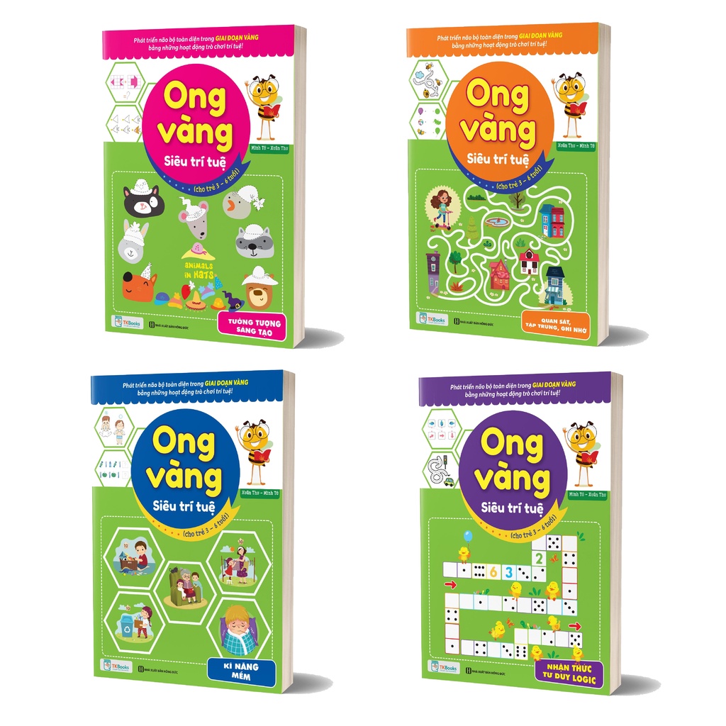 Combo 4 Cuốn Sách Ong Vàng Siêu Trí Tuệ Cho Trẻ 3-6 Tuổi