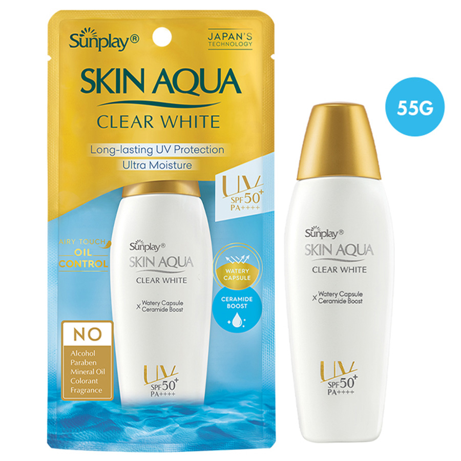 Sữa Chống Nắng Dưỡng Da Trắng Mịn Tối Ưu Sunplay Skin Aqua Clear White SPF50+, PA++++ (55g)