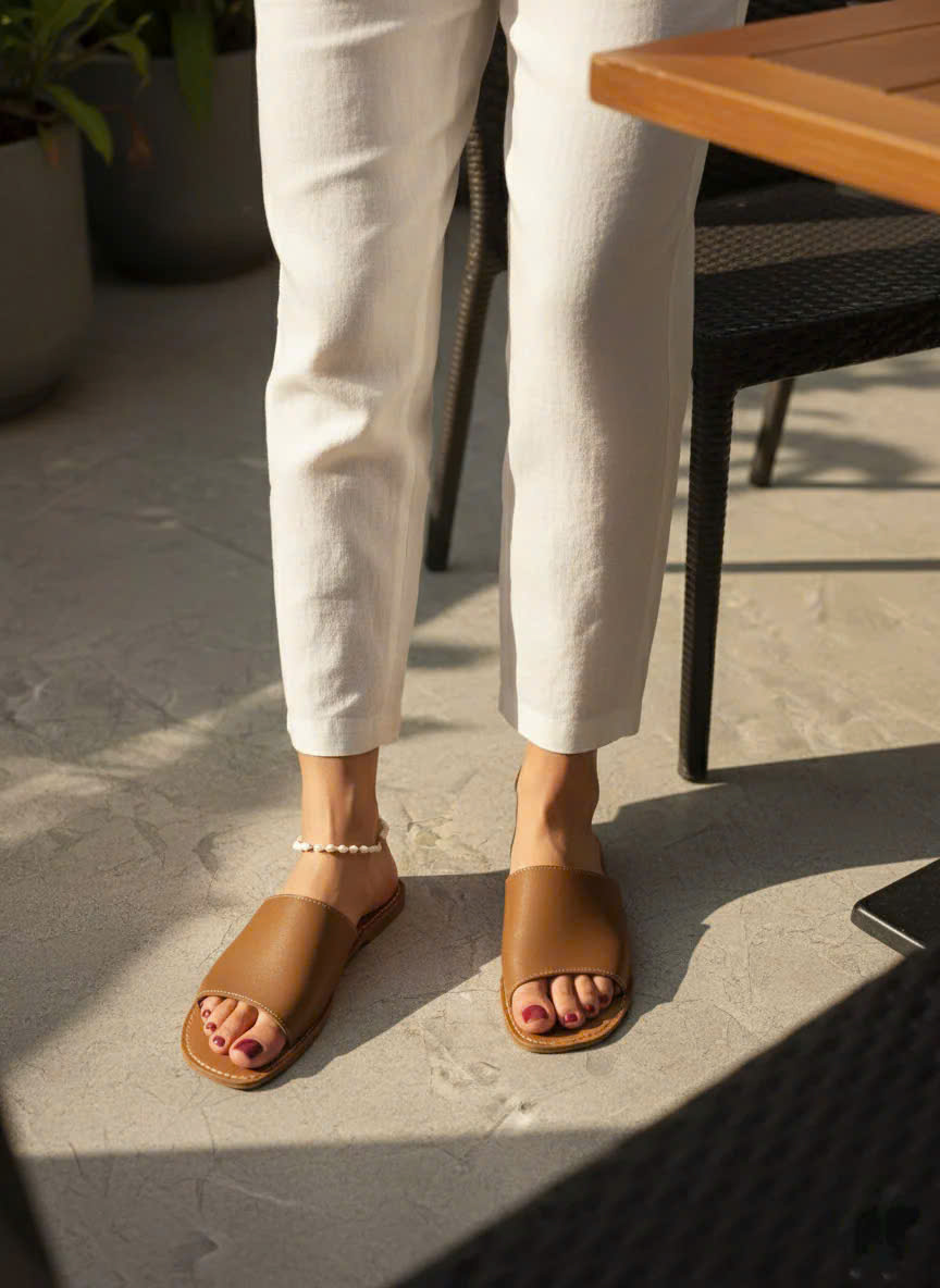 Dép Lê Quai Ngang Da Bò thời trang thiết kế Hity FTW001