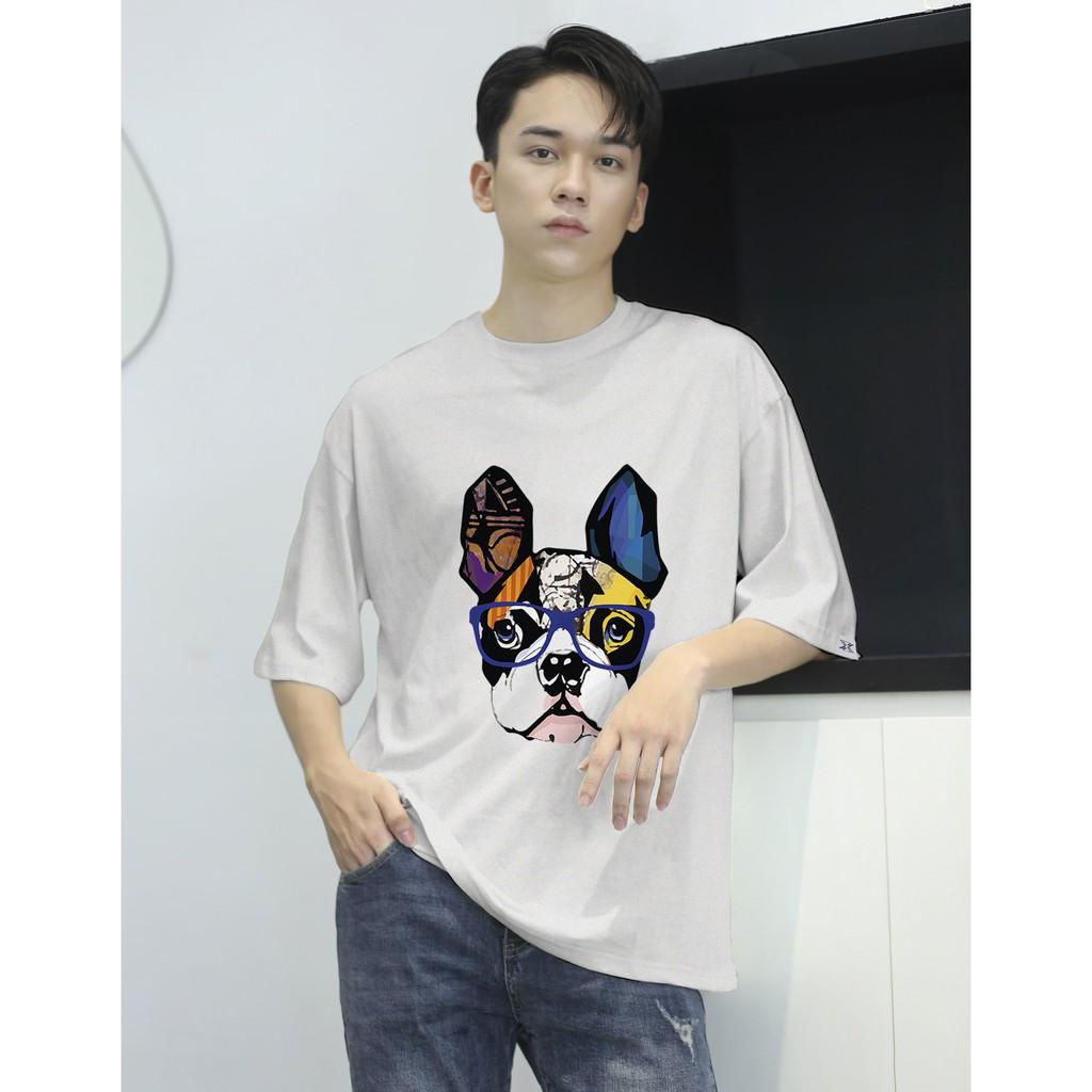 Áo thun nam cổ tròn màu trắng full cotton tay lỡ dán rộng X-WEAR