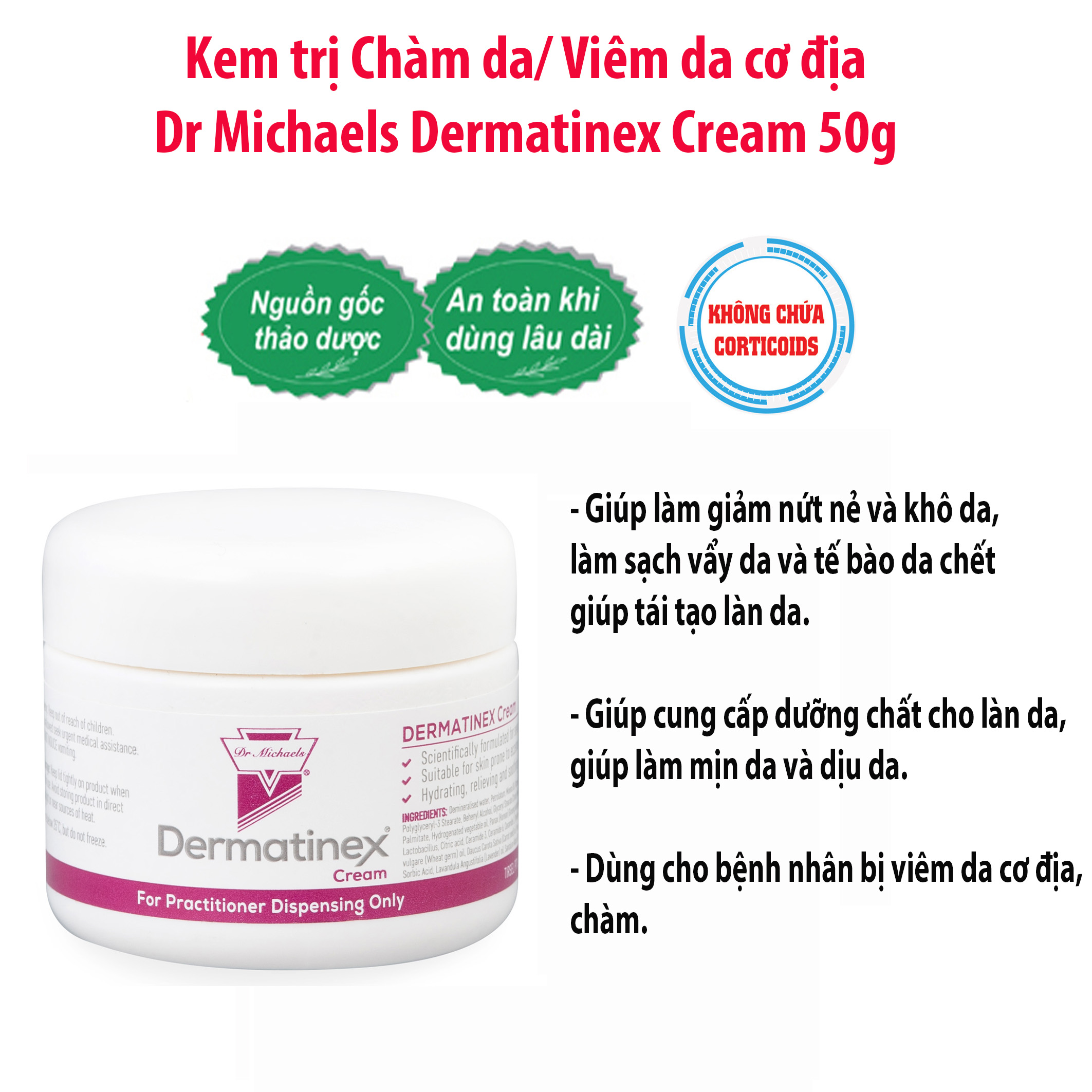 Kem Bôi Viêm Da Cơ Địa, Chàm Da Dr Michaels Dermatinex Cream 50g( Australia ).