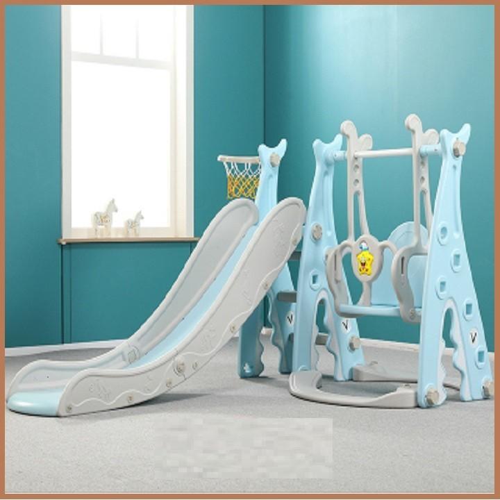 Bộ cầu trượt cho bé + xích đu bóng rổ mẫu tiêu chuẩn