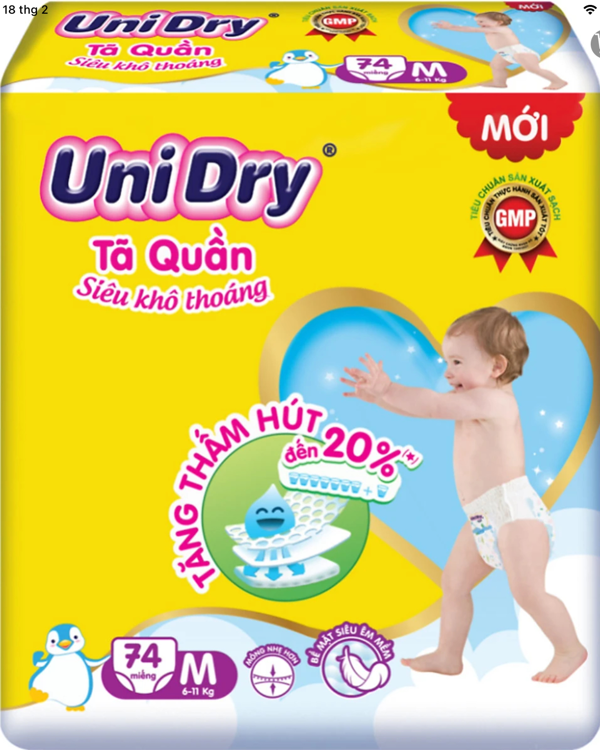 Tặng Thêm 6 Miếng Bên Trong - Tã Quần UniDry XXXL22 Siêu Mỏng Cho Bé Từ 20-35kg - Date mới