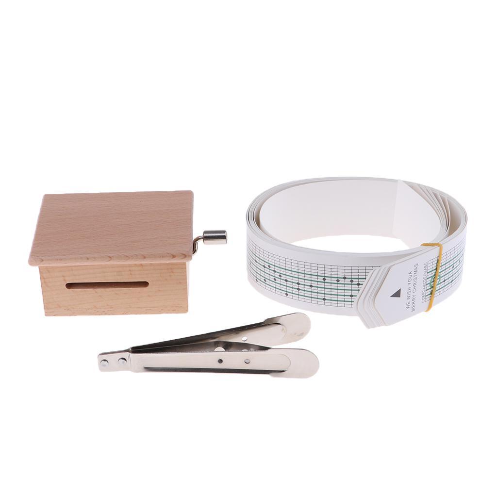DIY Tune Hand Crank Music Box Movement + Hole Puncher + 7 Paper Tapes