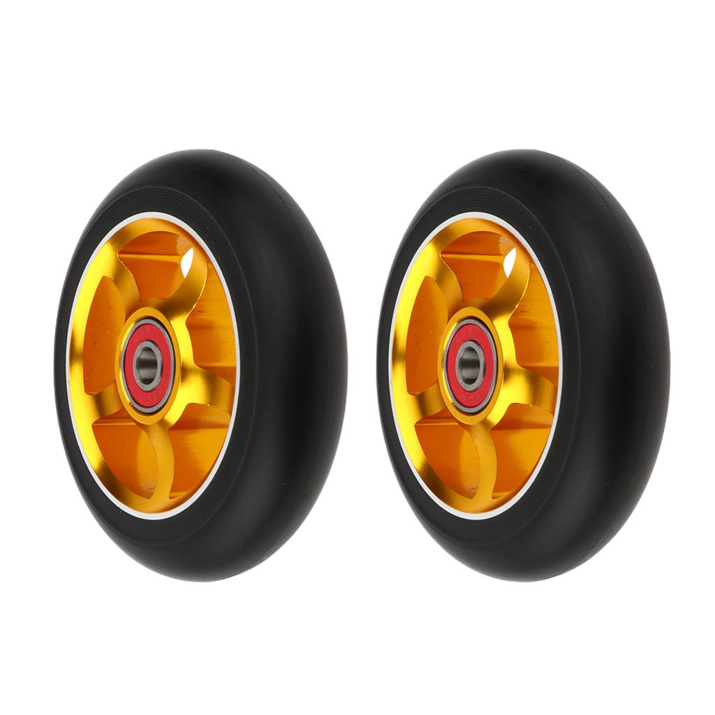 2 Sets of 100mm Replacement Wheels with Gold And Blue Bearings And Bushings