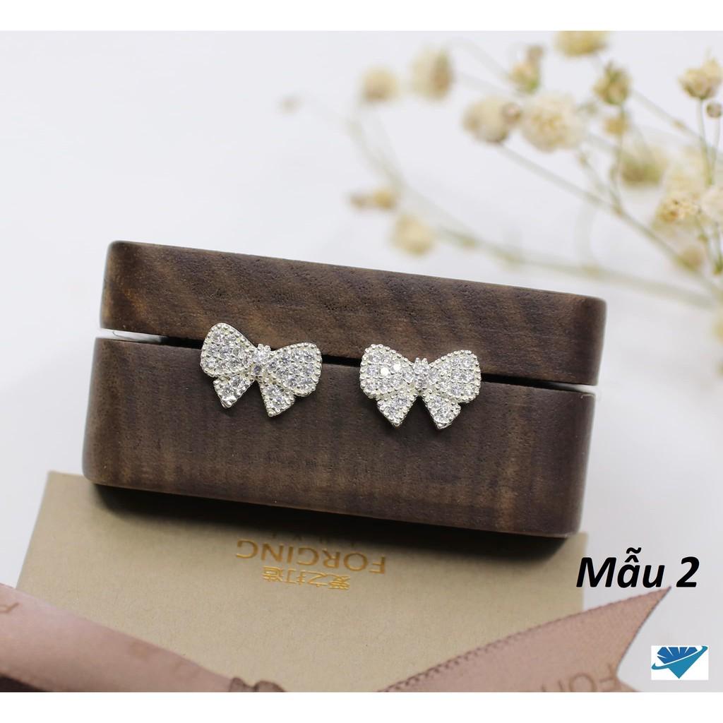 Bông tai khuyên nụ chất liệu bạc ta hình nơ MS62d