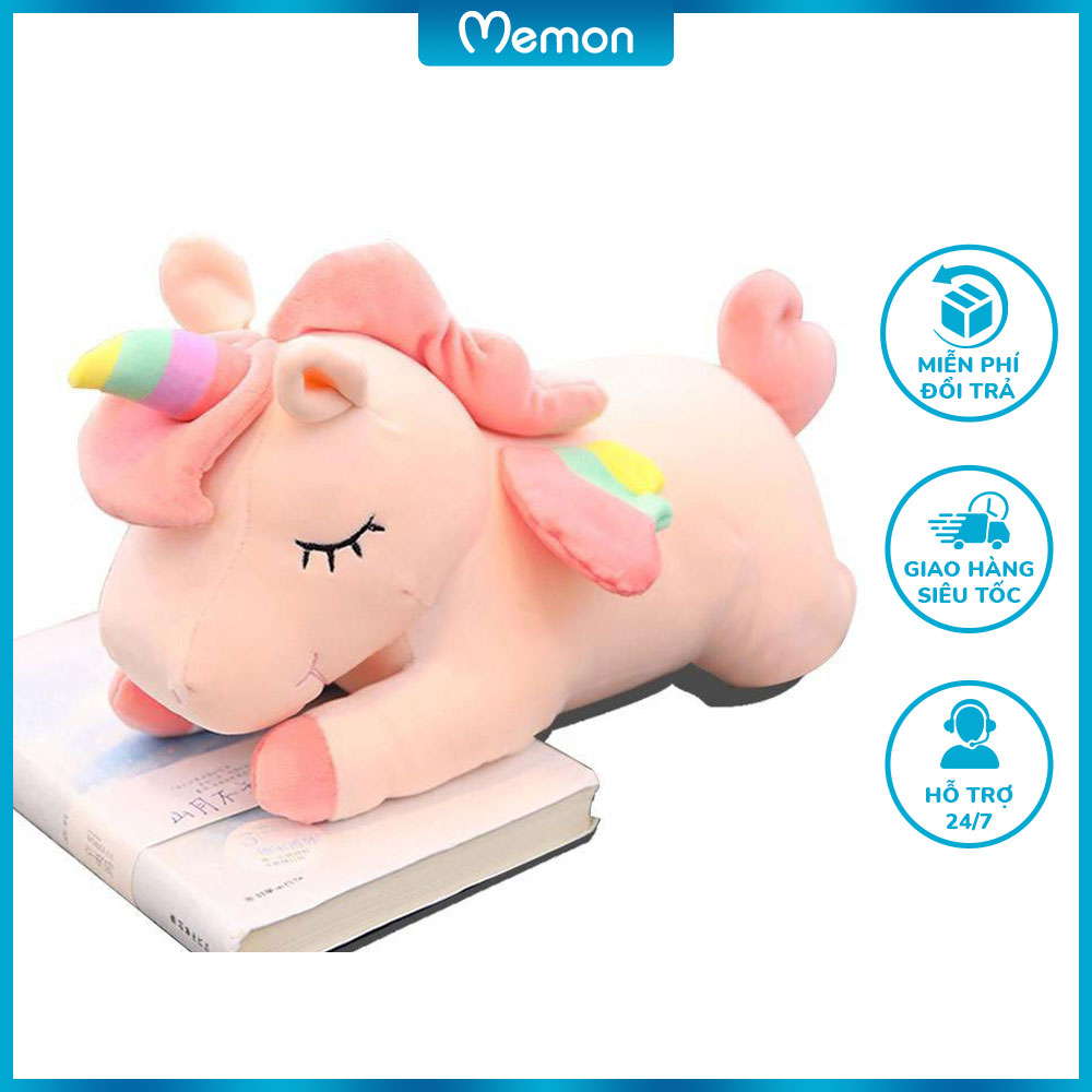 Gấu bông Unicorn cao cấp - Hàng chính hãng Memon - Đồ chơi thú nhồi bông Unicorn, Bông gòn PP 3D tinh khiết vải nhung mềm mịn, co dãn 4 chiều, sản phẩm bền đẹp, dễ sử dụng, an toàn cho bé