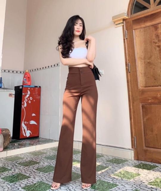 Mẫu 13: Quần tây 2 khuy ống loe Đen và nâu