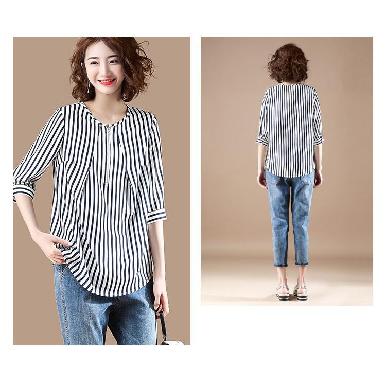 TK184-sơ mi nữ sọc tay lỡ S-6XL