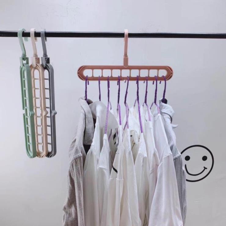 Móc treo quần áo 9 lỗ thông minh , Móc treo quần áo đa năng tiện lợi