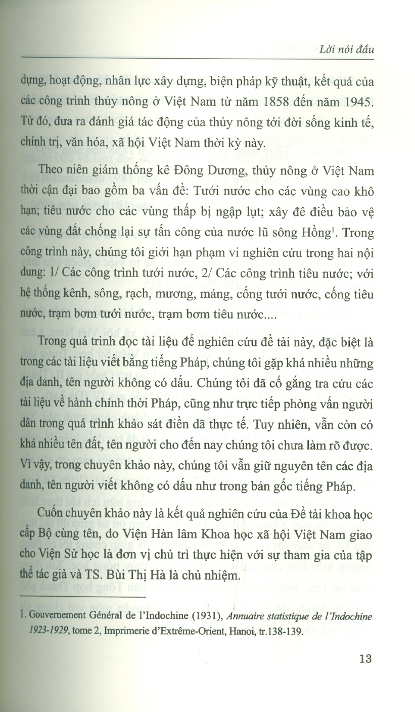 Thuỷ Nông Việt Nam Từ Năm 1858 Đến Năm 1945 (Sách Chuyên Khảo)
