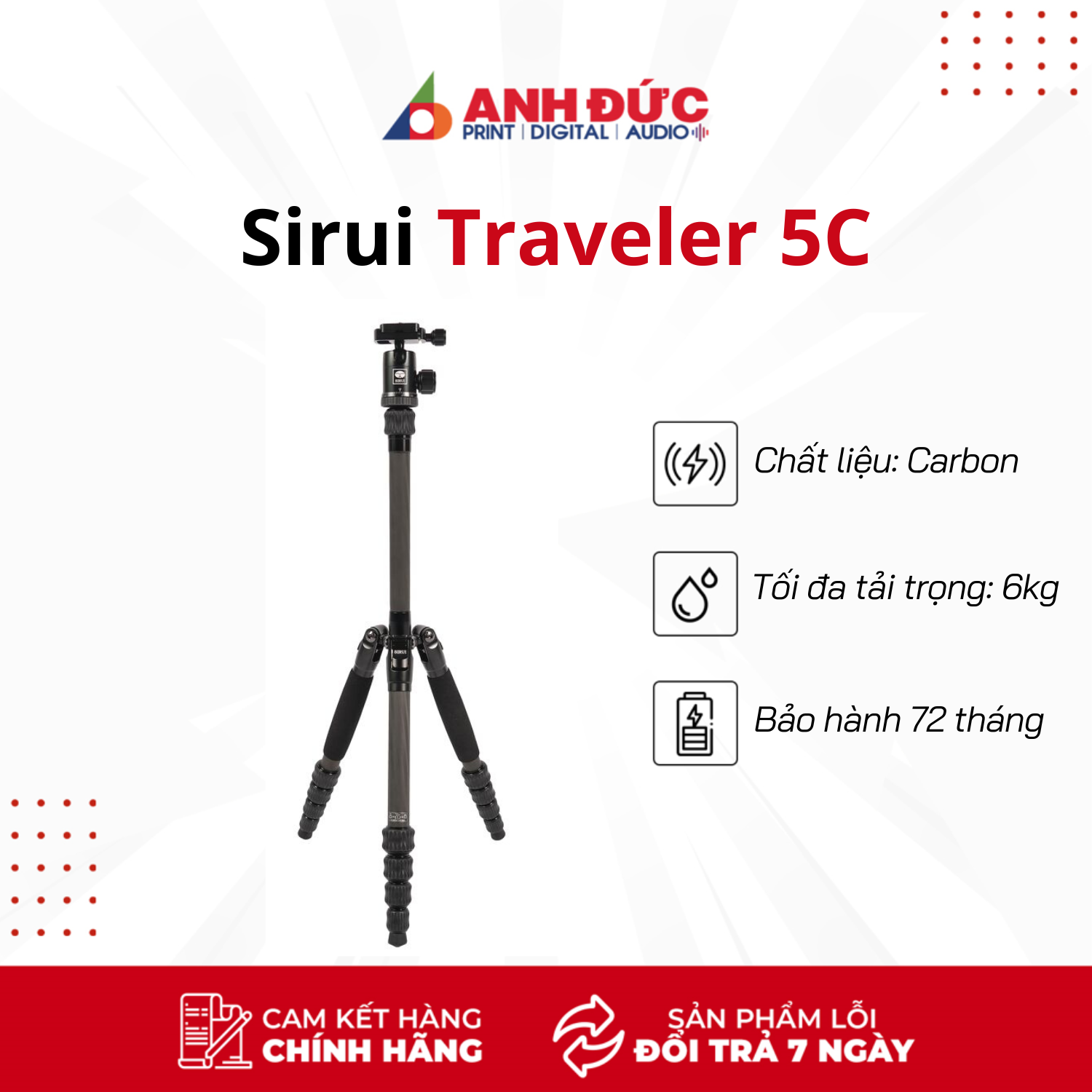 Chân máy ảnh Sirui Traveler 5C- Hàng Chính Hãng