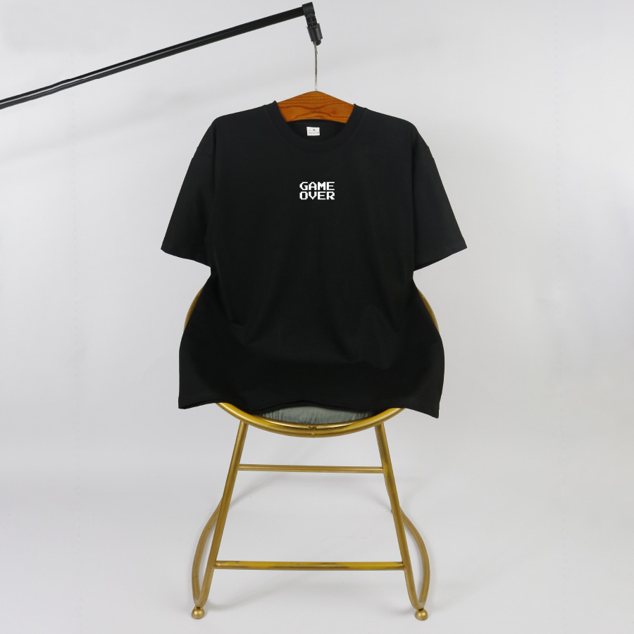 Áo Thun Nữ 100% Cotton Màu Đen In Chữ GAME OVER