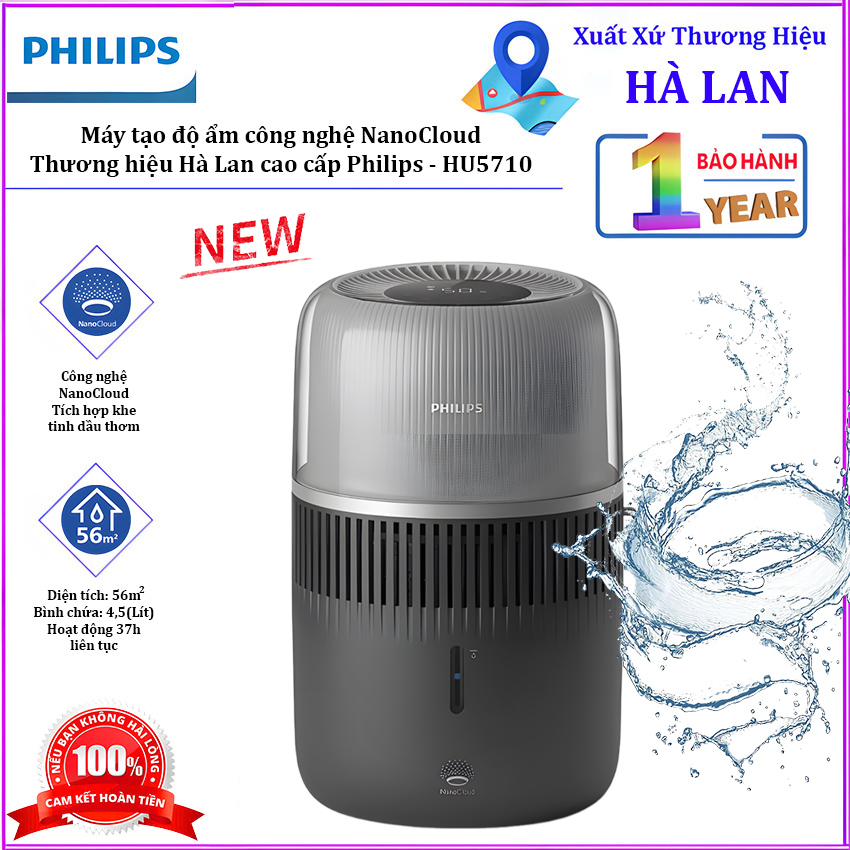 Máy tạo độ ẩm công nghệ NanoCloud, tích hợp tạo hương tinh dầu. Thương hiệu Hà Lan cao cấp Philips - HU5710. Hàng Nhập Khẩu