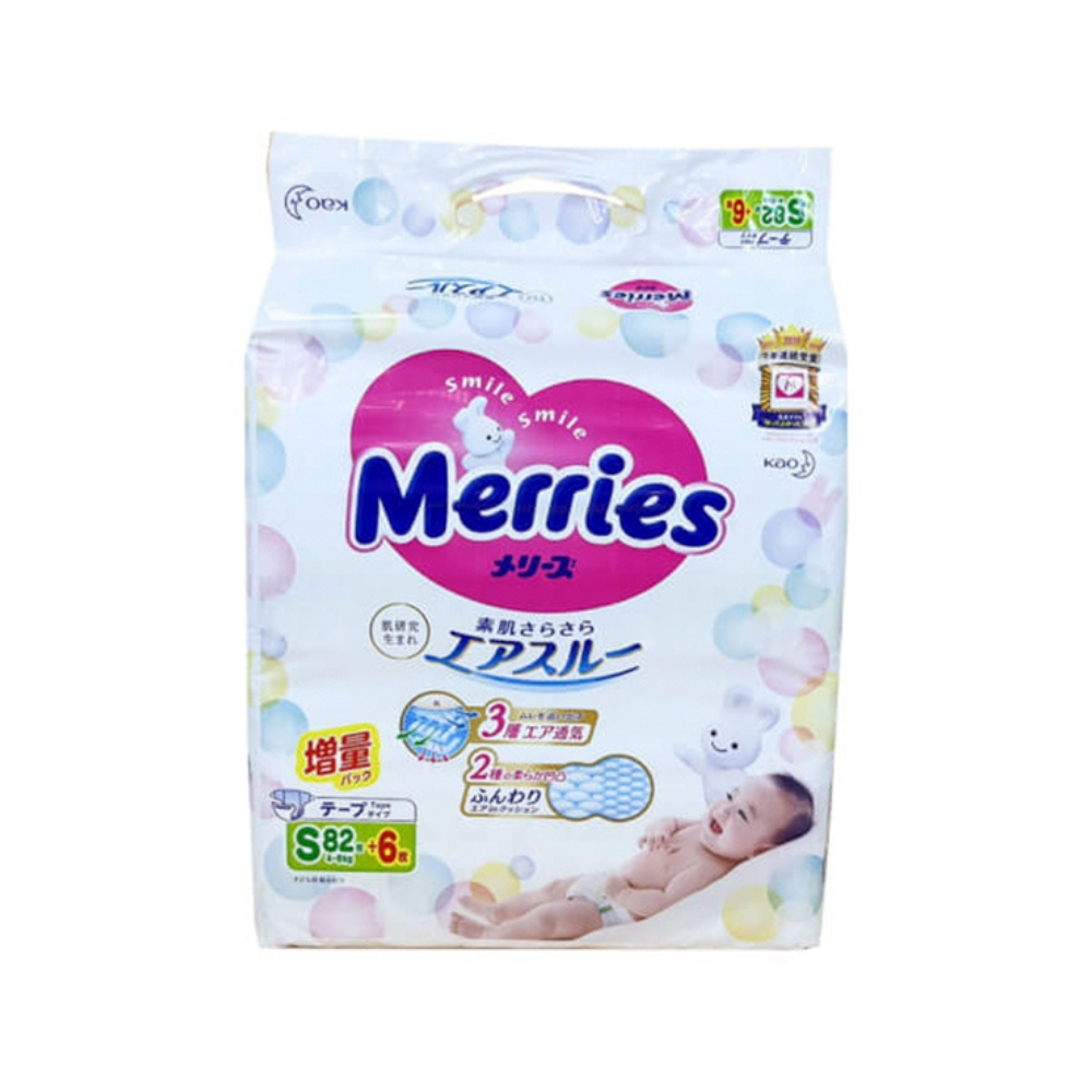 Bỉm - Tã dán Merries size S 82 cộng 6 miếng