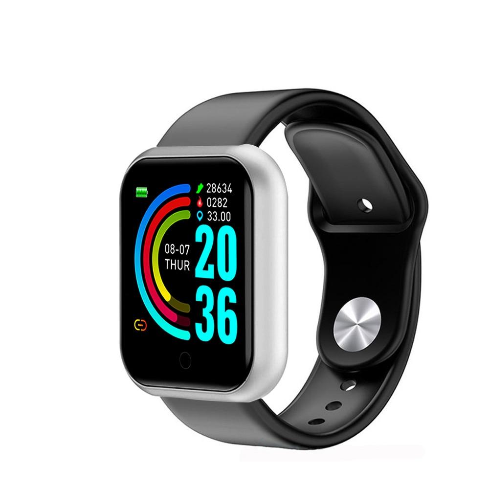 Màn hình màu Chống nước D20 Pro Vòng đeo tay thể dục thông minh Đo nhịp tim khi ngủ Đồng hồ đeo tay thể thao Y68 cho Android IOS Ứng dụng Fitpro Màu sắc: Bạc Đen