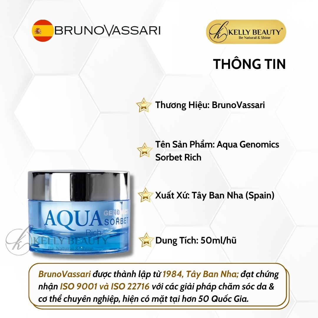 Kem Dưỡng Ẩm Cho Da Khô Aqua Genomics Sorbet Rich - Bruno Vassari | Kelly Beauty