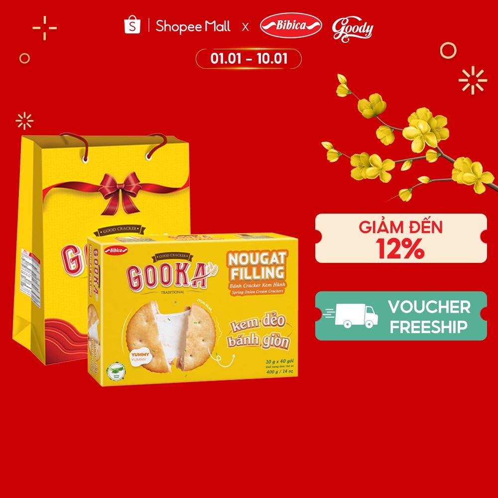 Bánh Gooka cracker Nougat Filling Hành HG 400g-Bibica kèm túi giấy