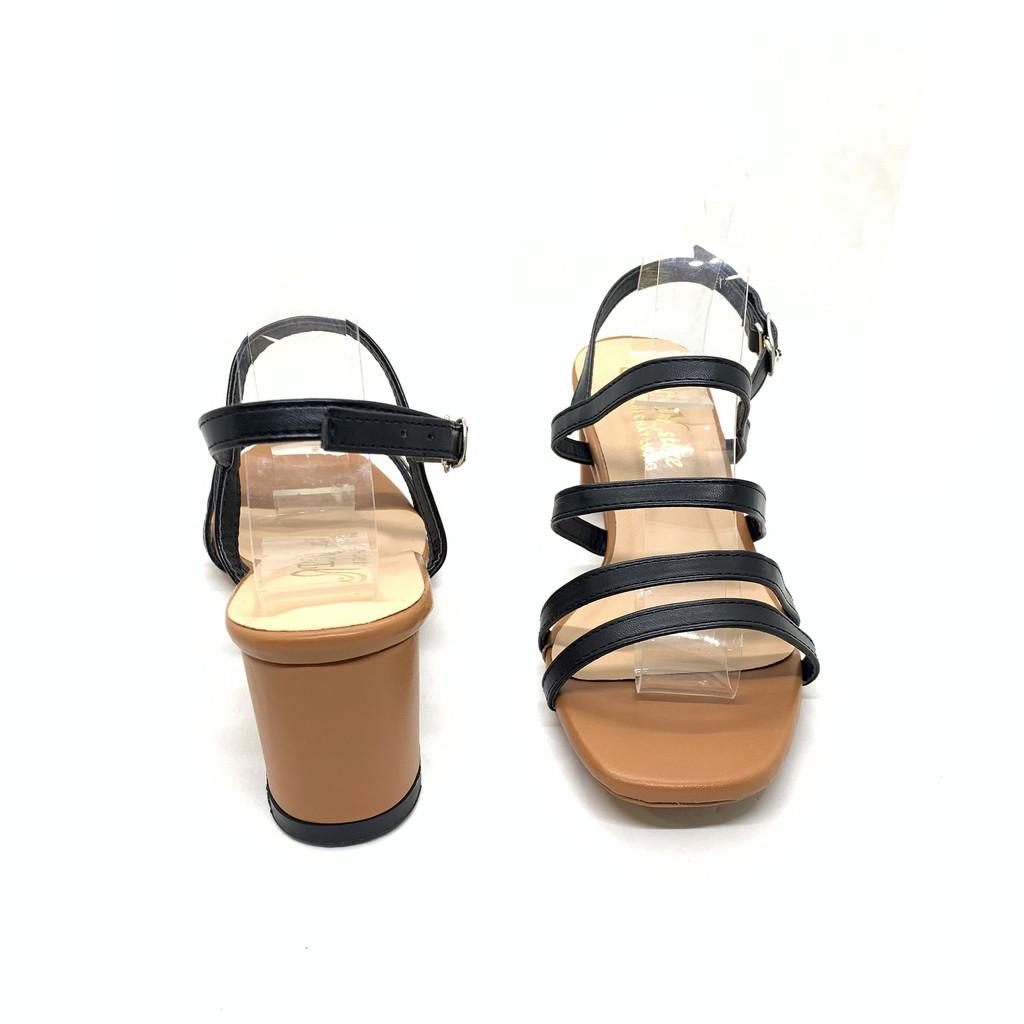 Giày cao gót sandal 5cm 3 dây đen __Lz148