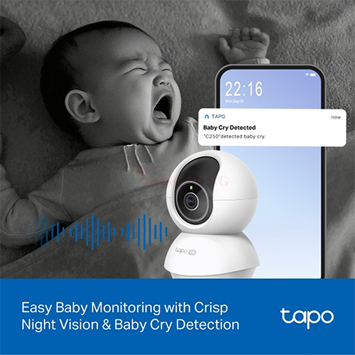 Camera trong nhà TP-Link Tapo AI Pan/Tilt Home Security Wifi 8MP 4K C250 - Hàng chính hãng