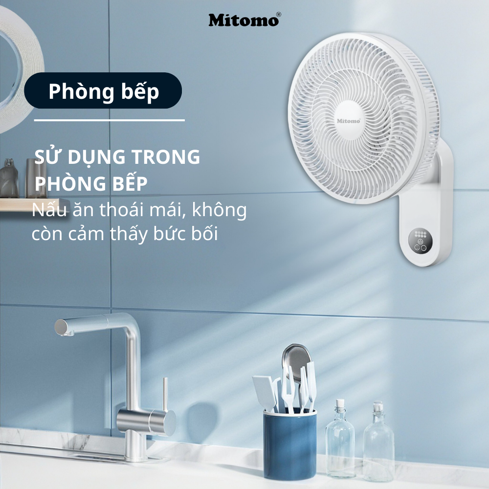 Quạt treo tường điện tử Mitomo FTT-60AEC, Động cơ AC hoạt động siêu êm hàng chính hãng- Bảo hành 2 năm