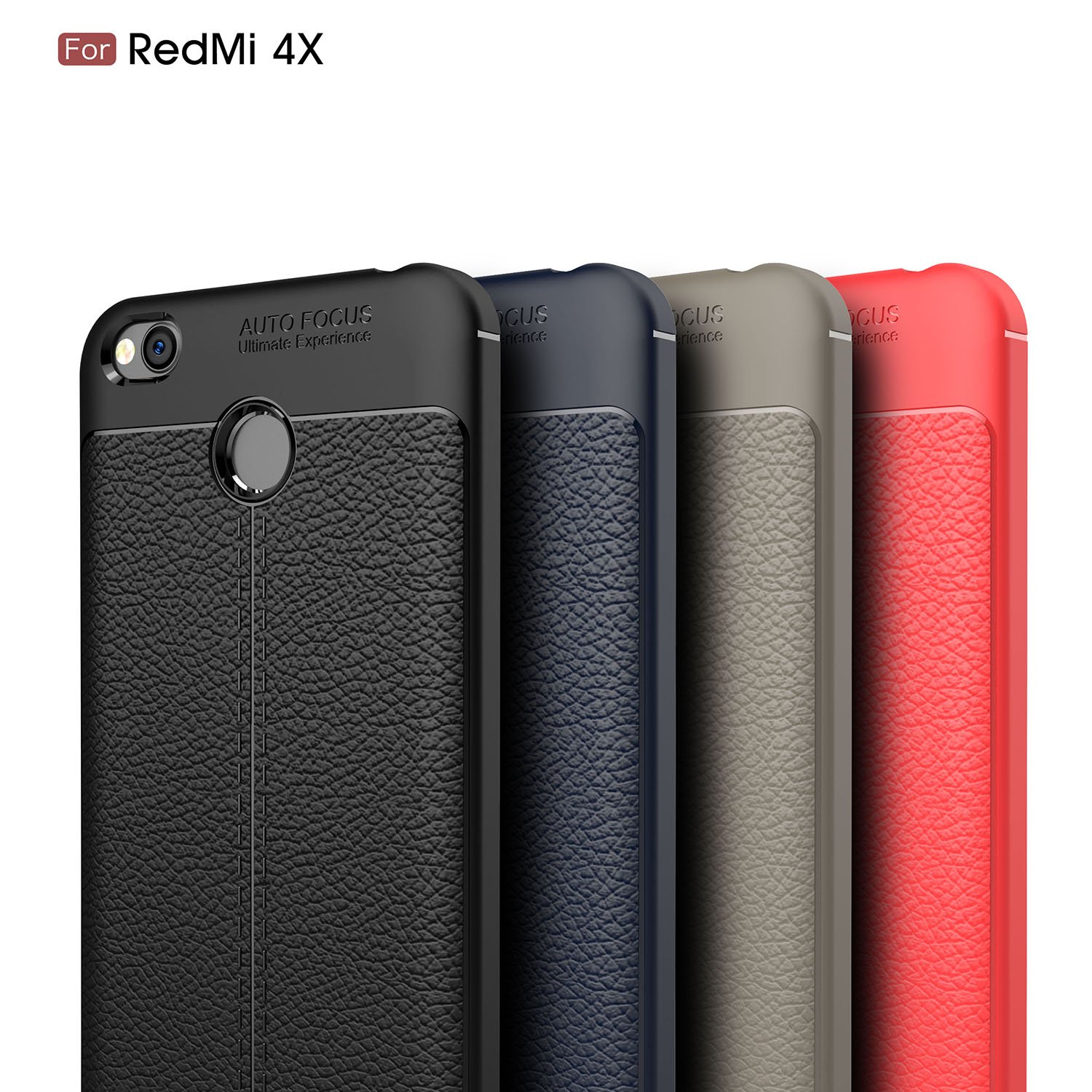 Ốp lưng Silicon Auto Focus giả da, chống sốc dành cho Xiaomi Redmi 4X - Hàng Chính Hãng