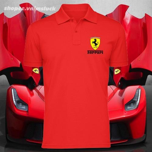 áo thun polo cá sấu in logo Ferrari