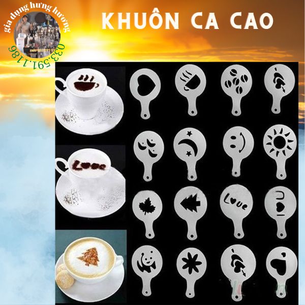 khuôn cacao 16 mẫu chuyên dụng cụ pha chế trà sữa, bartender