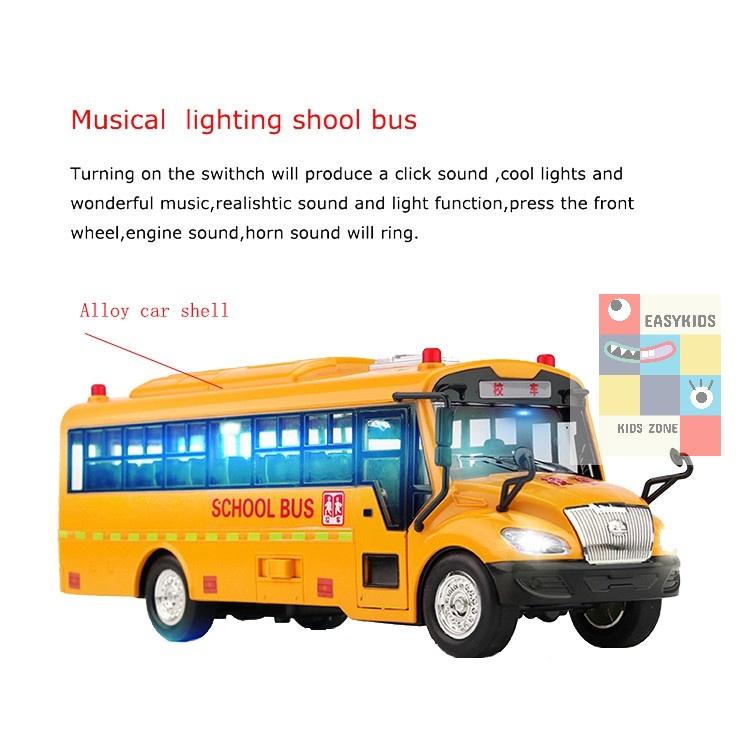 Đồ Chơi Ô Tô Xe Buýt School Bus Cho Trẻ Em Mở Các Cửa, Có Đèn, Âm Thanh