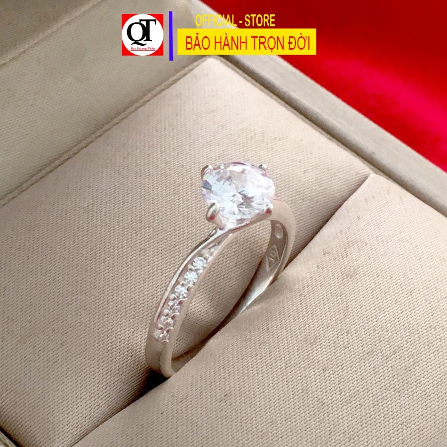 Nhẫn nữ Bạc Quang Thản gắn đá cobic trắng có thể chỉnh size theo yêu cầu - QTNU22