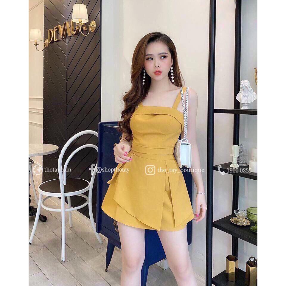 Sét Đồ Bộ Kiểu Nữ Đi Chơi Áo 2 Dây & Chân Váy Xếp Ly