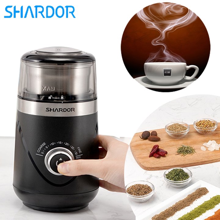 Máy xay hạt cà phê và các loại hạt ngũ cốc Shardor CG638B Cối 2 lưỡi xay, Công suất: 150W - Hàng Chính Hãng