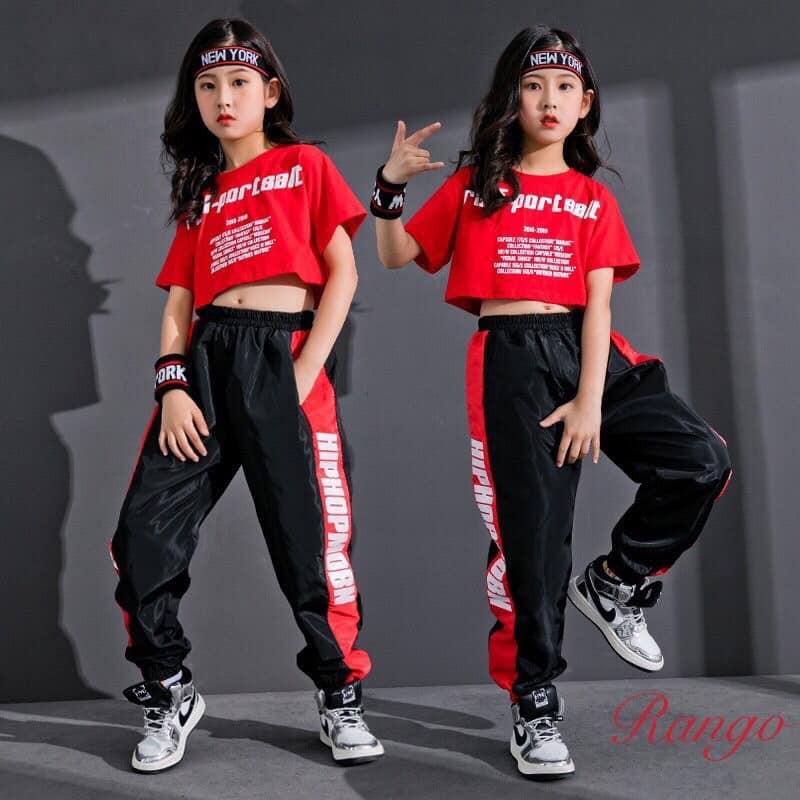 Bộ bé gái hot strend hip hop mùa hè chất thun cotton xinh mát 4 màu như hình