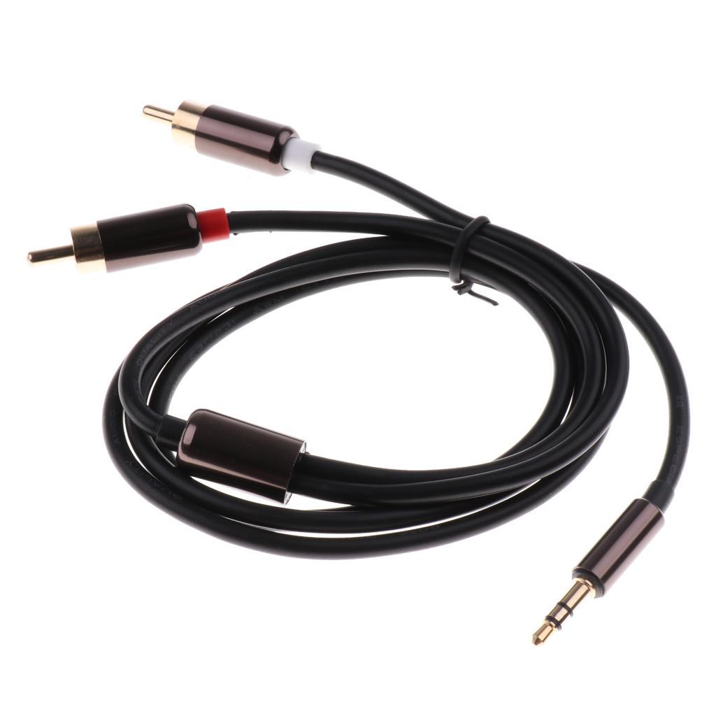 3.5mm Stereo Male Plug to 2 RCA Audio Male Adapter Speaker Cable Cord