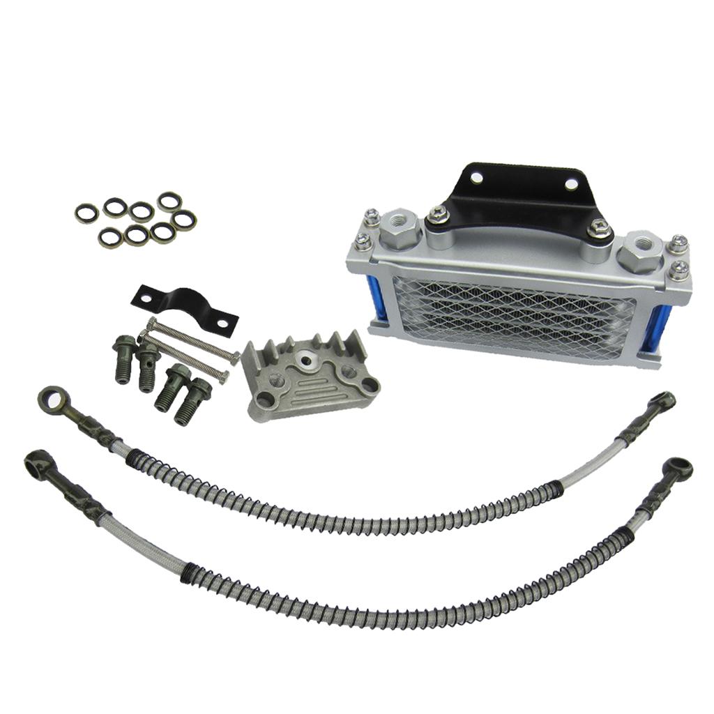 Engine Oil Cooler Kit Radiator Sliver for 125cc 140cc Motorbike Pit Bike