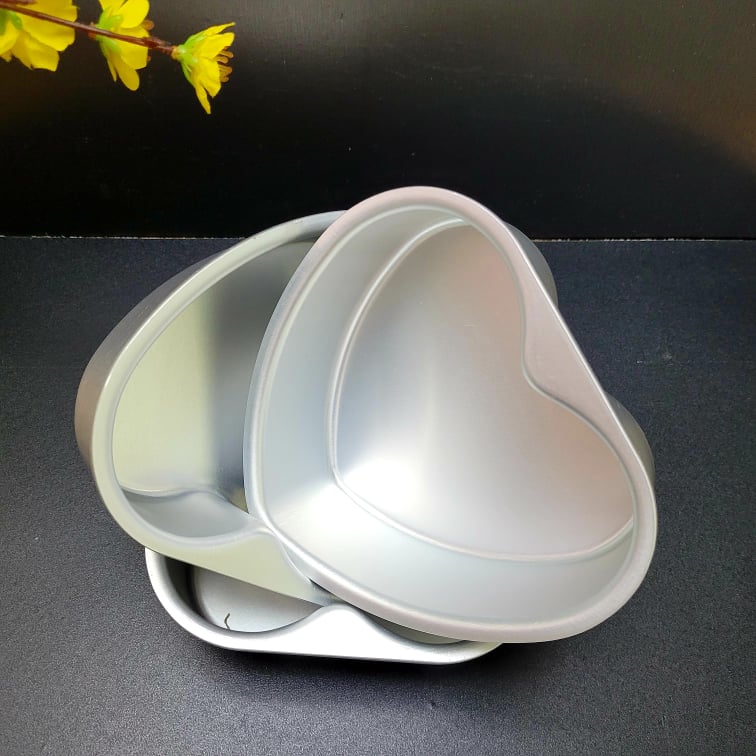 Khuôn Bánh Nhôm Đúc Cao Cấp - Hình Trái Tim 20/ 15cm. Khuôn bánh Bông lan, Rau câu Banh Trung Thu. Khuôn ép bằng tay. Đồ Gia Dụng nhà bếp pha chế làm bánh nguyên liệu