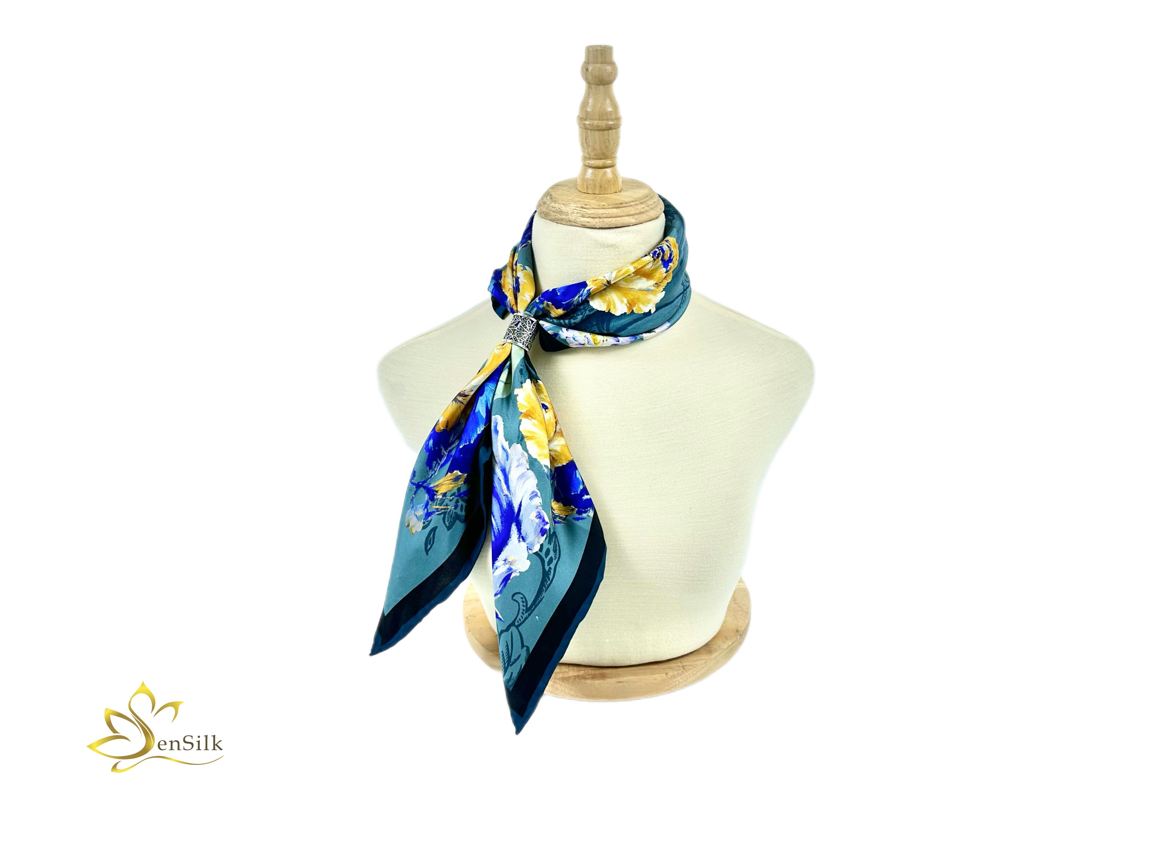 Khăn Choàng Cổ Lụa Tơ Tằm in SenSilk KLVI05 - 100% Luxury Silk Printed Scarves - Quà Tặng Thời Trang Nữ