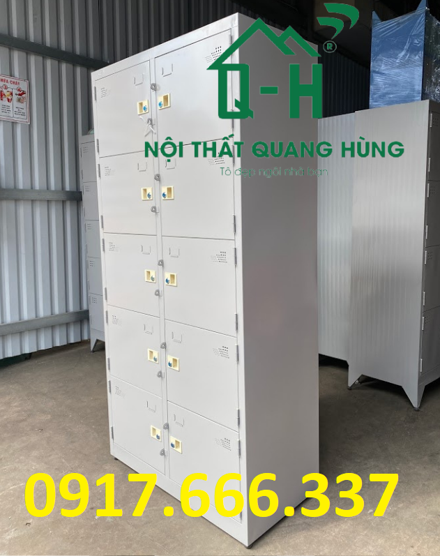 TỦ HỒ SƠ VĂN PHÒNG - CÔNG TY 10 CỬA SƠN TĨNH ĐIỆN KHÔNG CHÂN MÀU XÁM 1M8X90X45CM