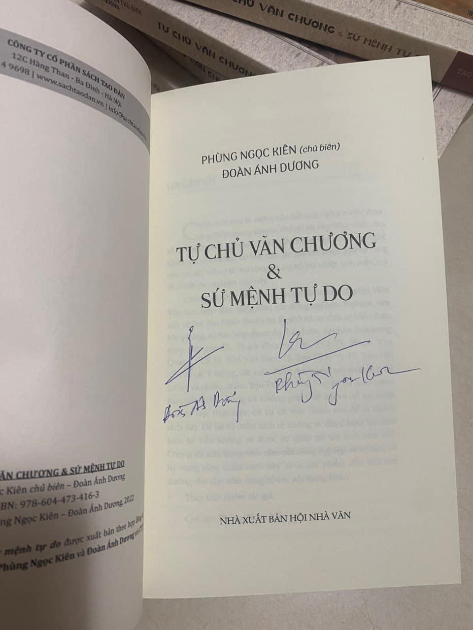 TỰ CHỦ VĂN CHƯƠNG &amp; SỨ MỆNH TỰ DO - CÓ KÝ TẶNG CỦA CÁC TÁC GIẢ