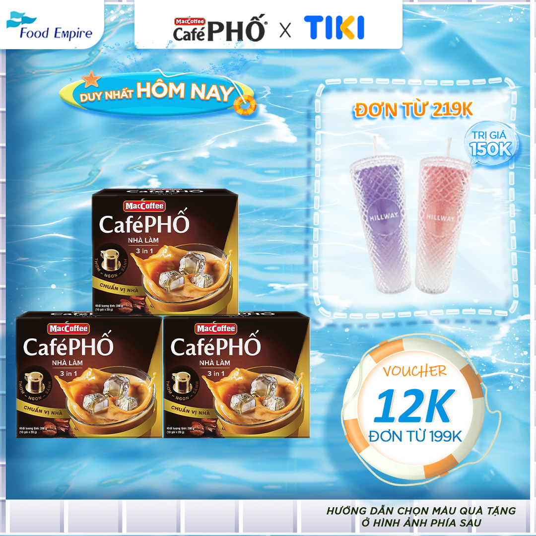 Combo 3 hộp Cà phê Phố Nhà làm - MacCoffee (hộp 10 gói x 28g)