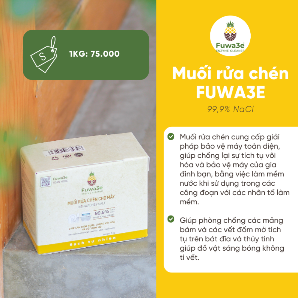 Muối rửa bát cho máy rửa chén bát Fuwa3e làm mềm nước 1kg