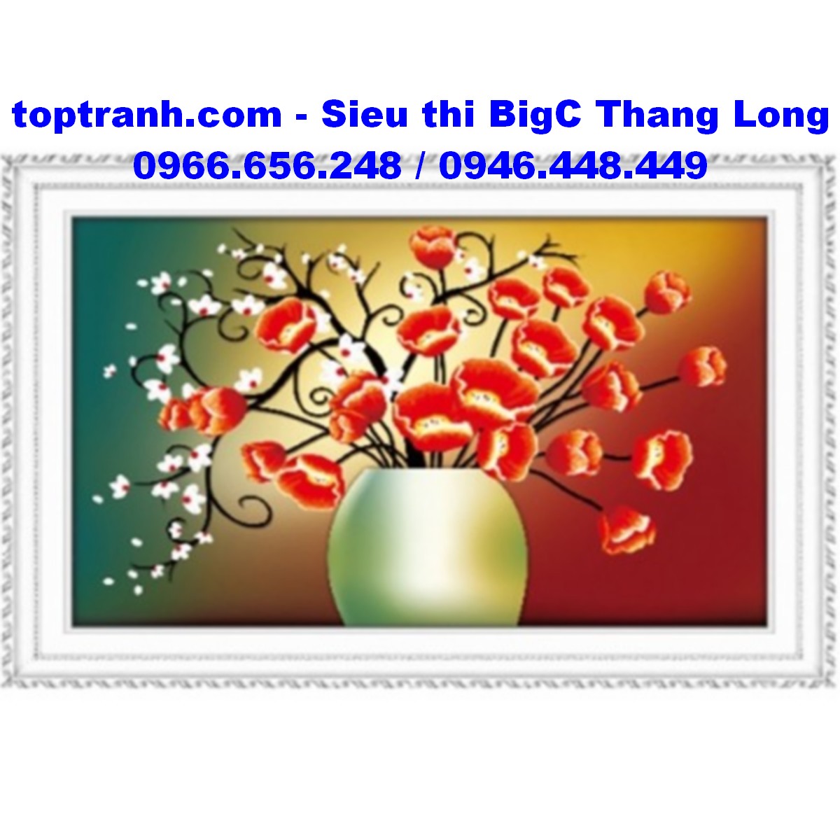 Tranh thêu chữ thập bình hoa poopy A807 chưa thêu