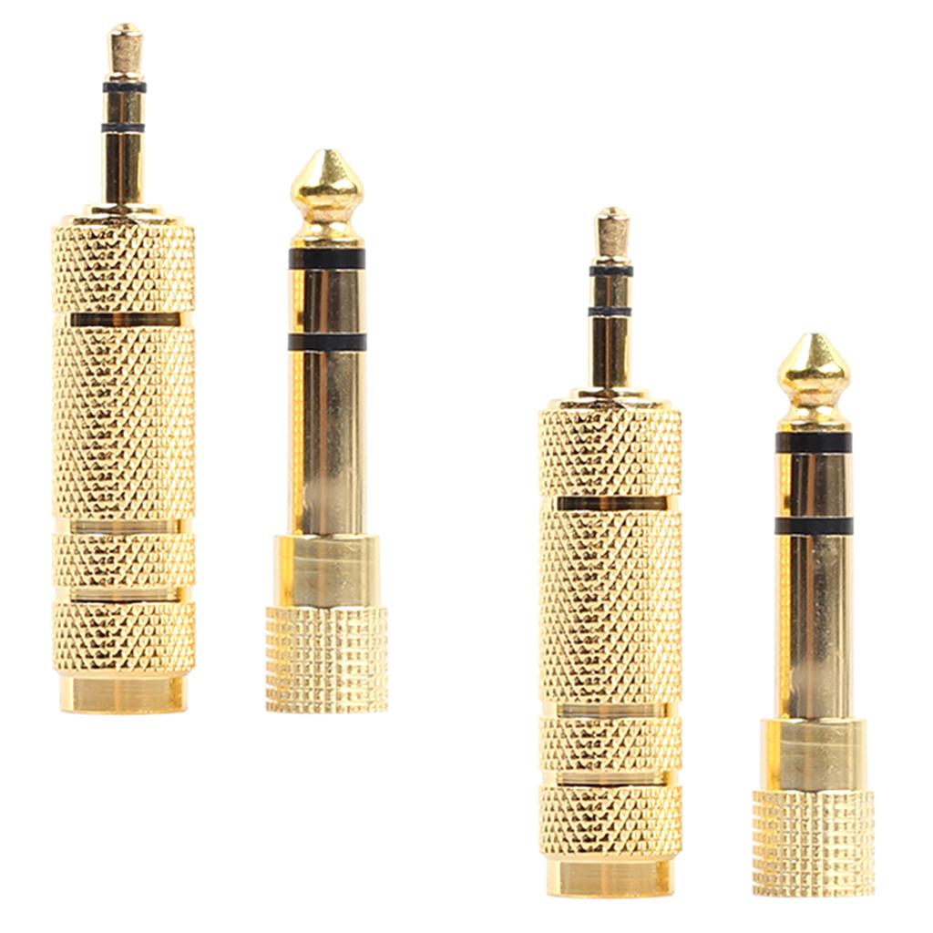 4 Pieces 6.35mm 1/4" to 3.5mm 1/8" M/F Jack Stereo Audio Adapter Converter for Headphone MIC