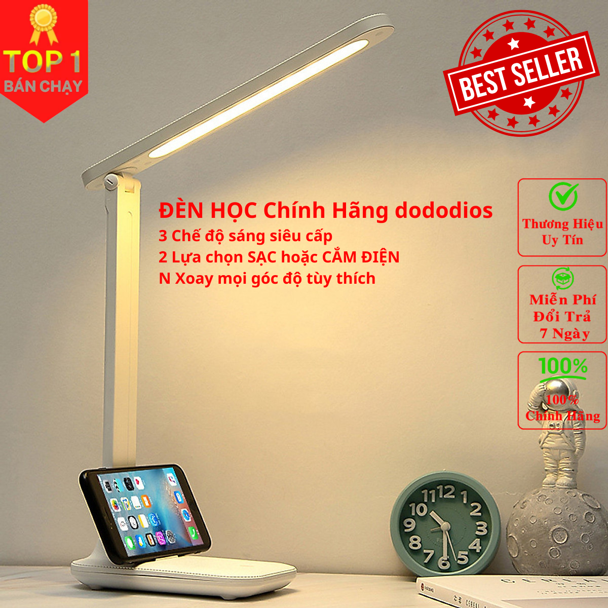 Đèn Pixar, Đèn Bàn Học Chống Cận Thị, Đèn Đọc Sách Led, Đèn Làm Việc Bảo Vệ Mắt, Đèn Học Để Bàn, Đèn Học Cho Học Sinh Sinh Viên, Đèn Trang Trí Decor - Hàng Chính Hãng Dododios - 3 Chế Độ Sáng Đèn Cắm Điện
