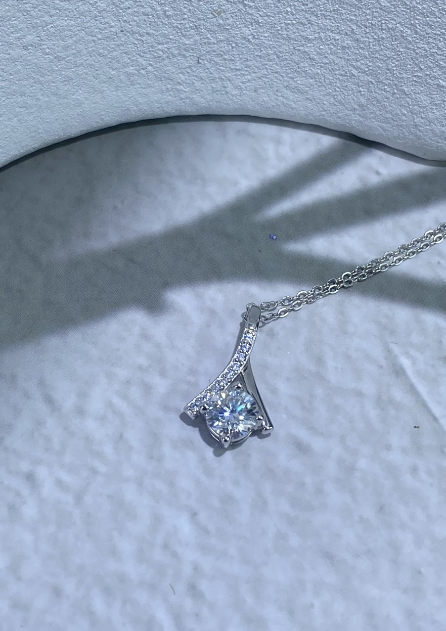 Dây Dây cổ Bạc 925 xi Kim viên chủ Kim Cương nhân tạo Moissanite hạt 1.0 carat