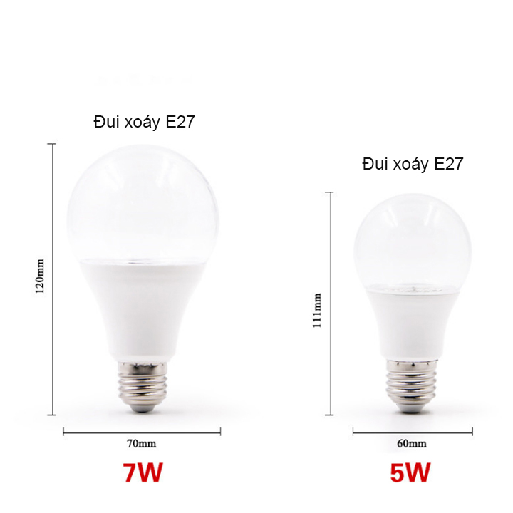 Bóng búp led tia UV khử trùng, diệt khuẩn, đui xoáy E27, công suất 5W-7W tùy chọn