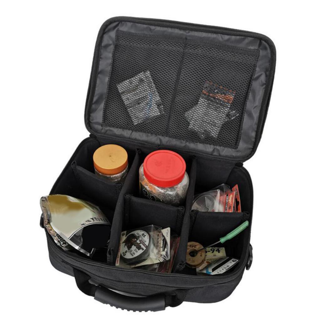 Fishing Reel Storage Bag Large Lure Line Hook Gear Box Tackle Case Holdall Black