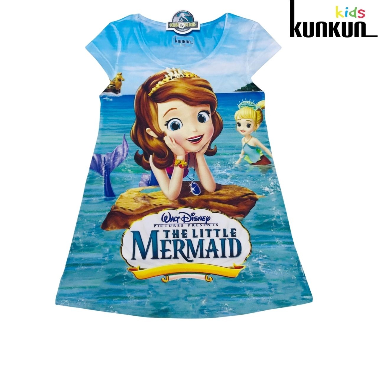 Đầm Thun In 3D cho bé gái hình The Little Mermaid