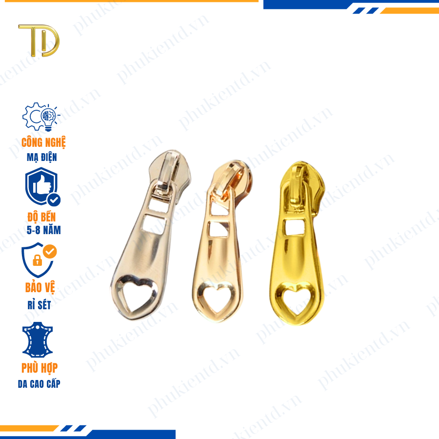 Đầu khóa kéo túi xách, đầu khóa kéo thay thế, đầu khóa kéo balo răng 5, Mạ điện độ bền 5-8 năm